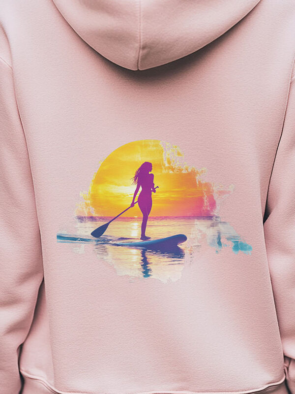 Sunset Paddleboard Cotton Pink Hoodie - Image 2