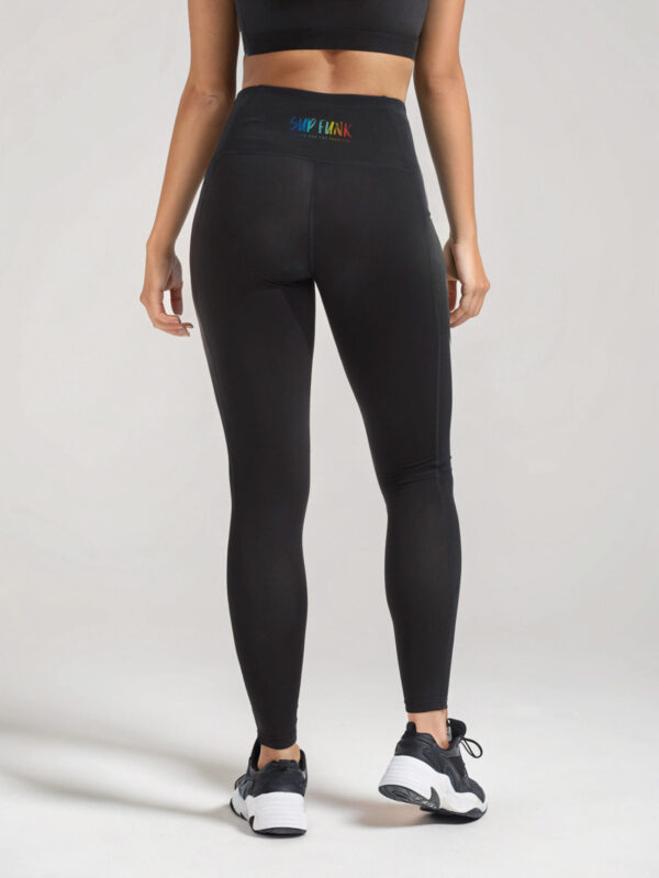 Black SUP Funk AquaCurve Leggings for Paddle Boarding, Yoga, Gym wear Back View