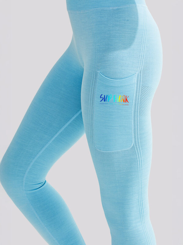 Sky Blue SUP Funk Streamline Leggings Sustainable fabric with pocket for Paddle Boarding, Yoga, Gym wear