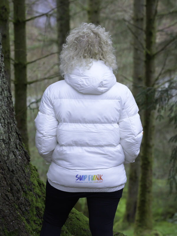 White FrostFunk Puffer Winter Jacket by SUP Funk 100% Recycled Polyester