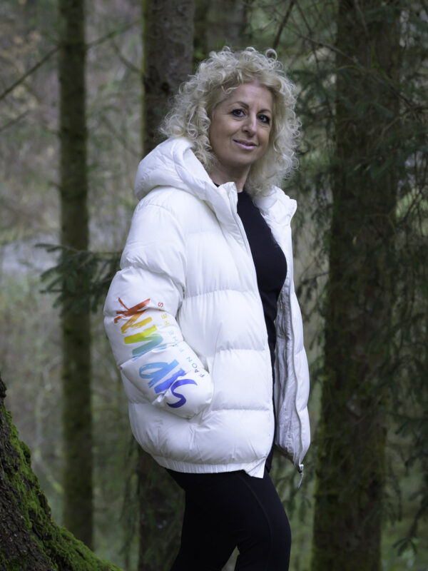 White FrostFunk Puffer Winter Jacket by SUP Funk 100% Recycled Polyester