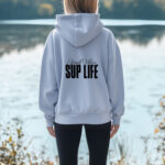 Black Funk Vibes SUP LIFE on Serene Blue Hoodie