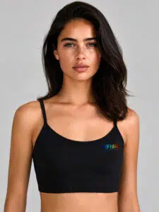 Streamline Sports Bra in Black with SUP Funk Chest Logo