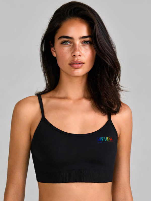 Streamline Sports Bra in Black with SUP Funk Chest Logo