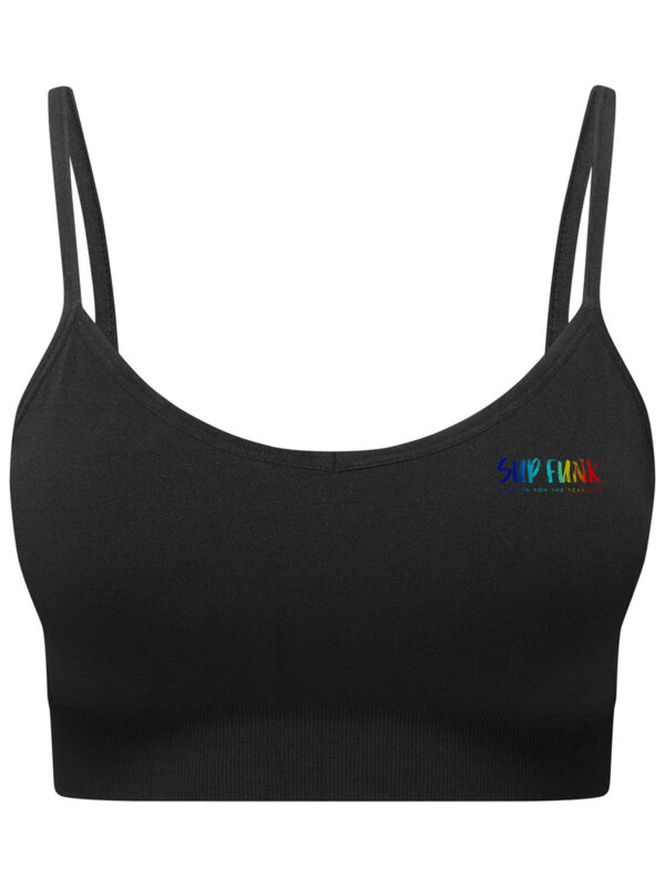 Streamline Sports Bra in Black with SUP Funk Chest Logo