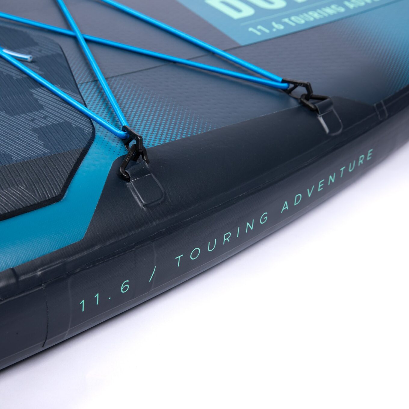 Jobe Duna 11.6 Inflatable SUP Paddleboard Blue - Closeup Front Bungee Storage