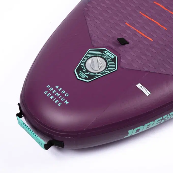 Jobe Yarra 10.6 SUP Board Aero Package Sunset Purple close up of valve