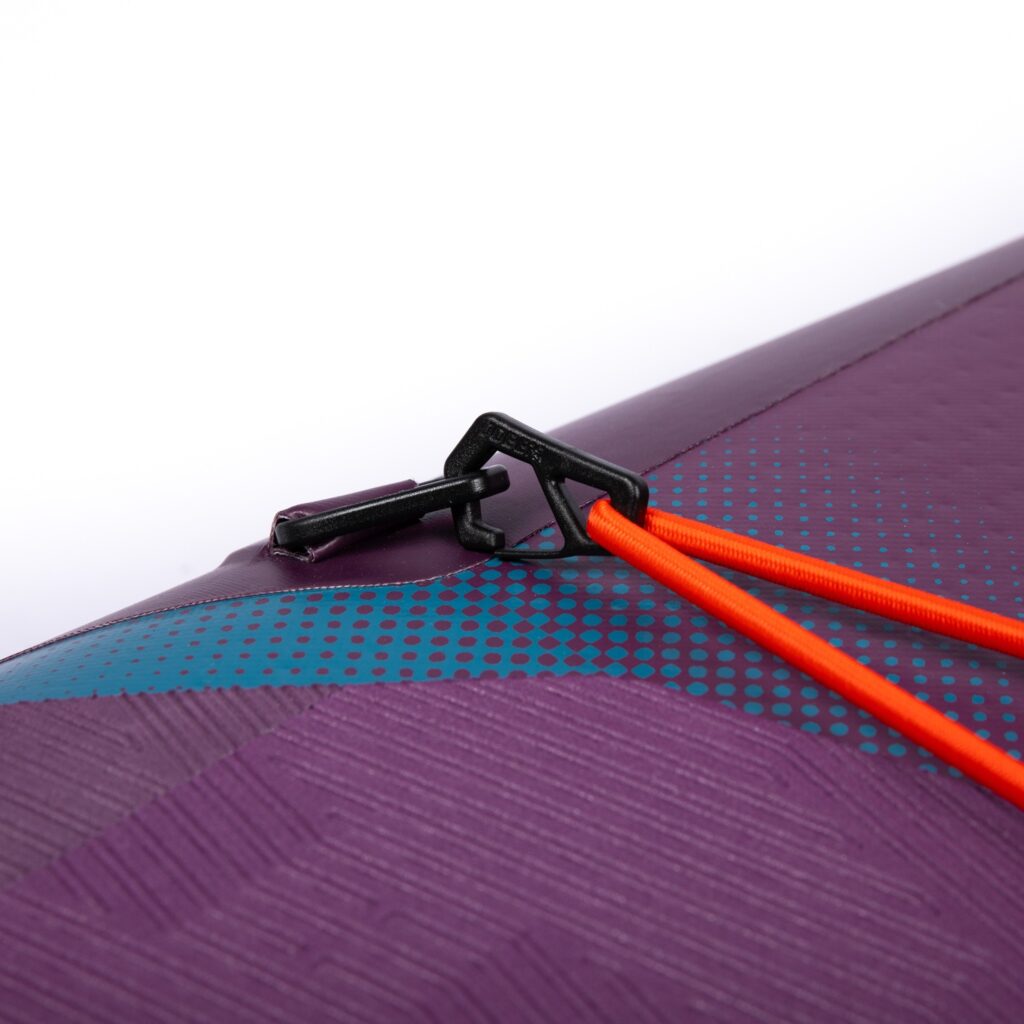 Jobe Yarra 10.6 SUP Board Aero Package Sunset Purple close up Cord System
