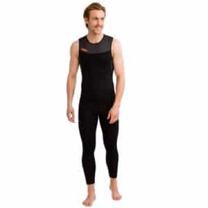 Model wearing the black Jobe Toronto 2mm Men’s Long John Wetsuit, shown from the front