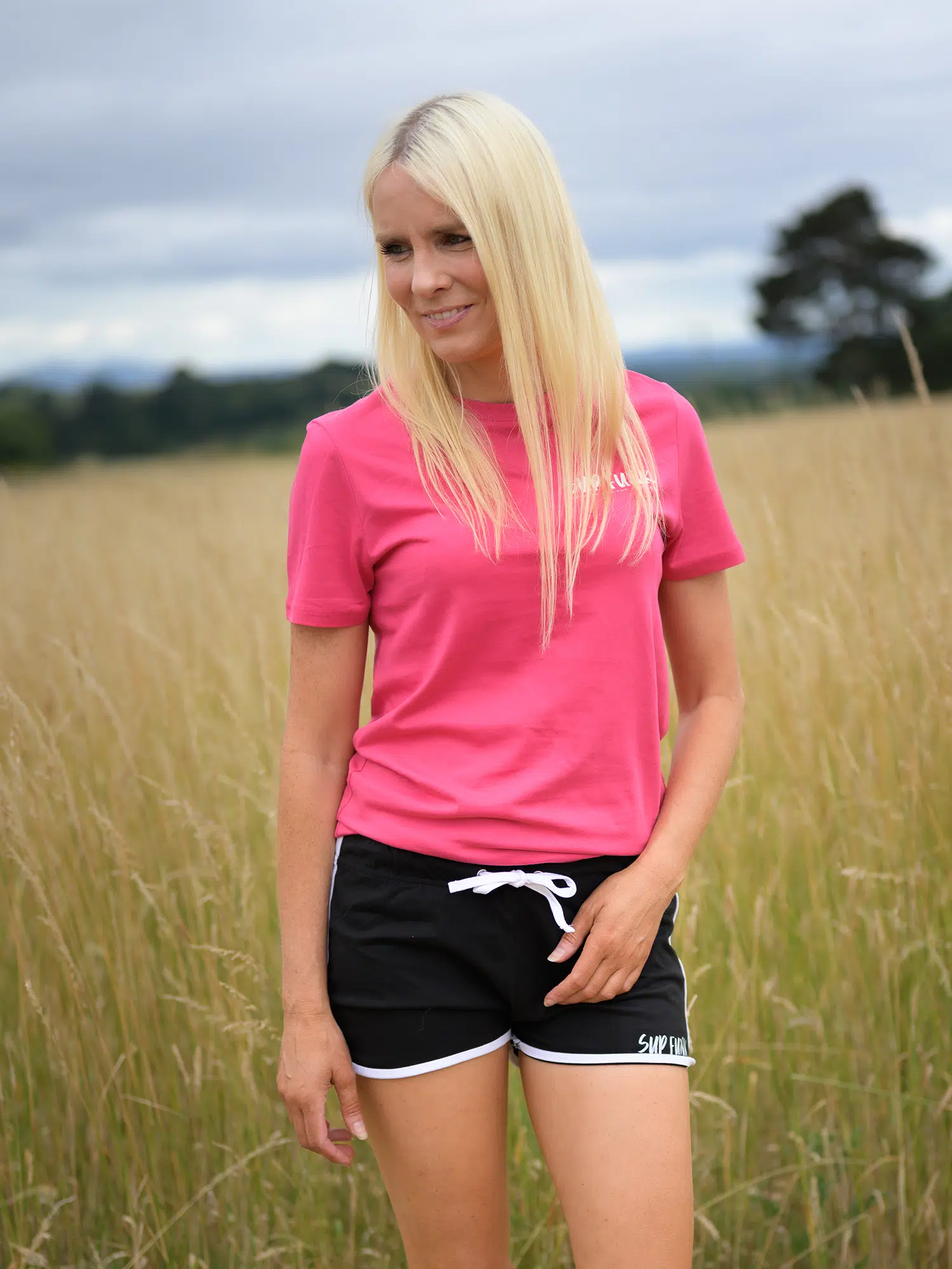 Raspberry Coloured SUP Funk Signature Women's Organic Cotton T-Shirt