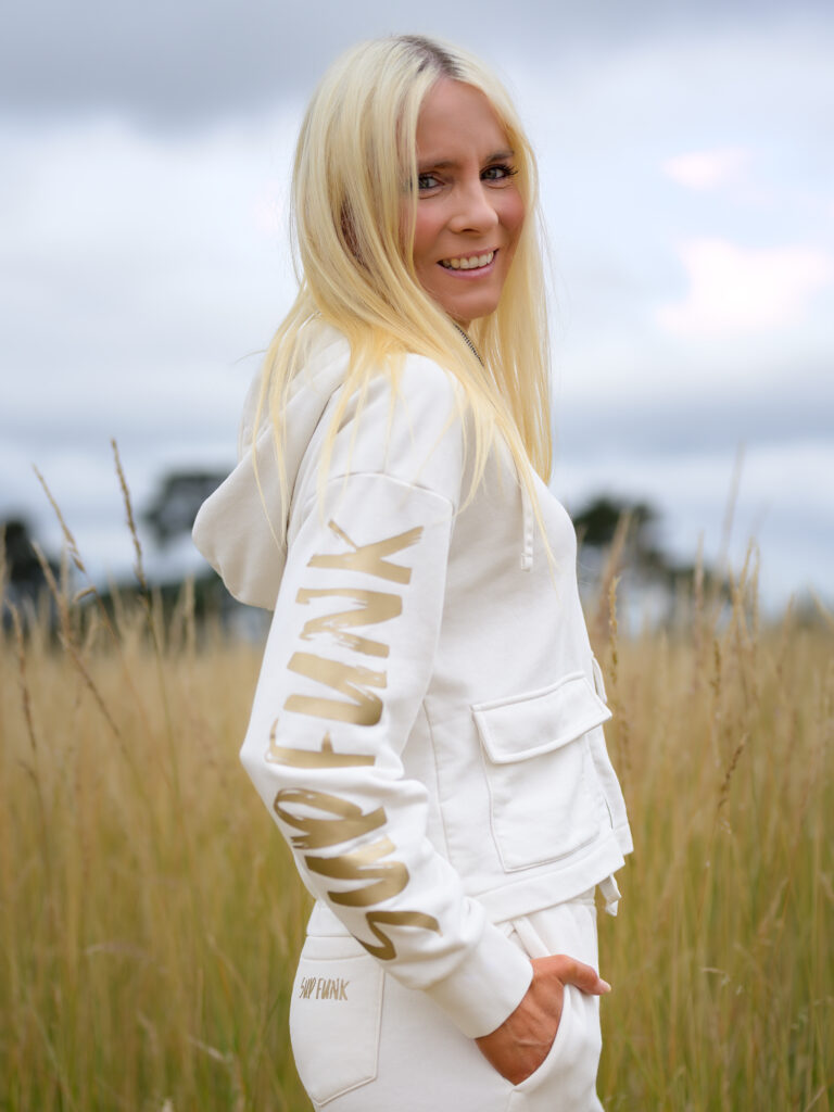 Women wearing Signature Luxe Collection Zip Hoodie Jacked in Ivory by SUP Funk