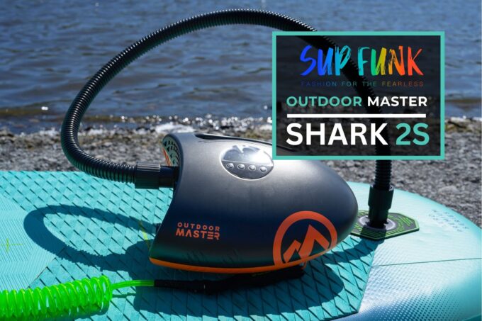 Outdoor Master Shark 2S rechargeable electric SUP pump tested by SUP Funk