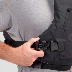 Model wearing NRS Ion PFD Black Buoyancy Aid Detail View