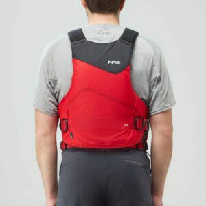 Model wearing NRS Ion PFD Red Colour Buoyancy Aid Back View