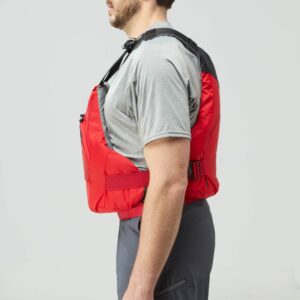 Model wearing NRS Ion PFD Red Colour Buoyancy Aid Side View