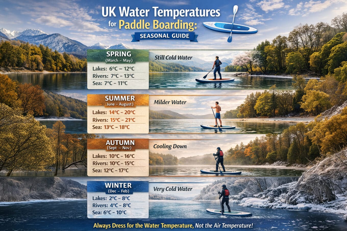 Average UK Water temperature guide infographic
