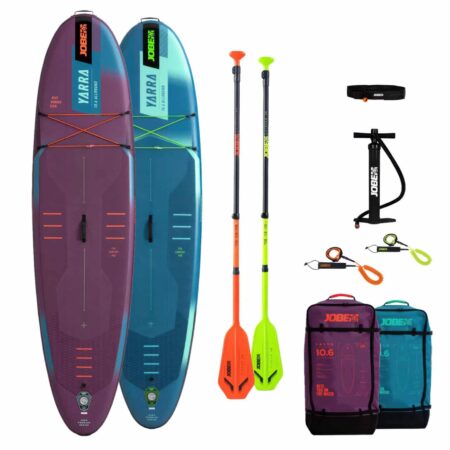 Jobe Yarra 10 FT 6 Inflatable Paddleboard Package available in Purple and Steel Blue