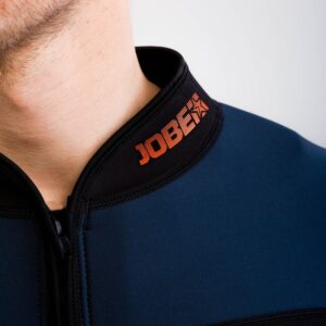 Close-up of the raised collar and Jobe branding on the Toronto 2mm men’s neoprene jacket