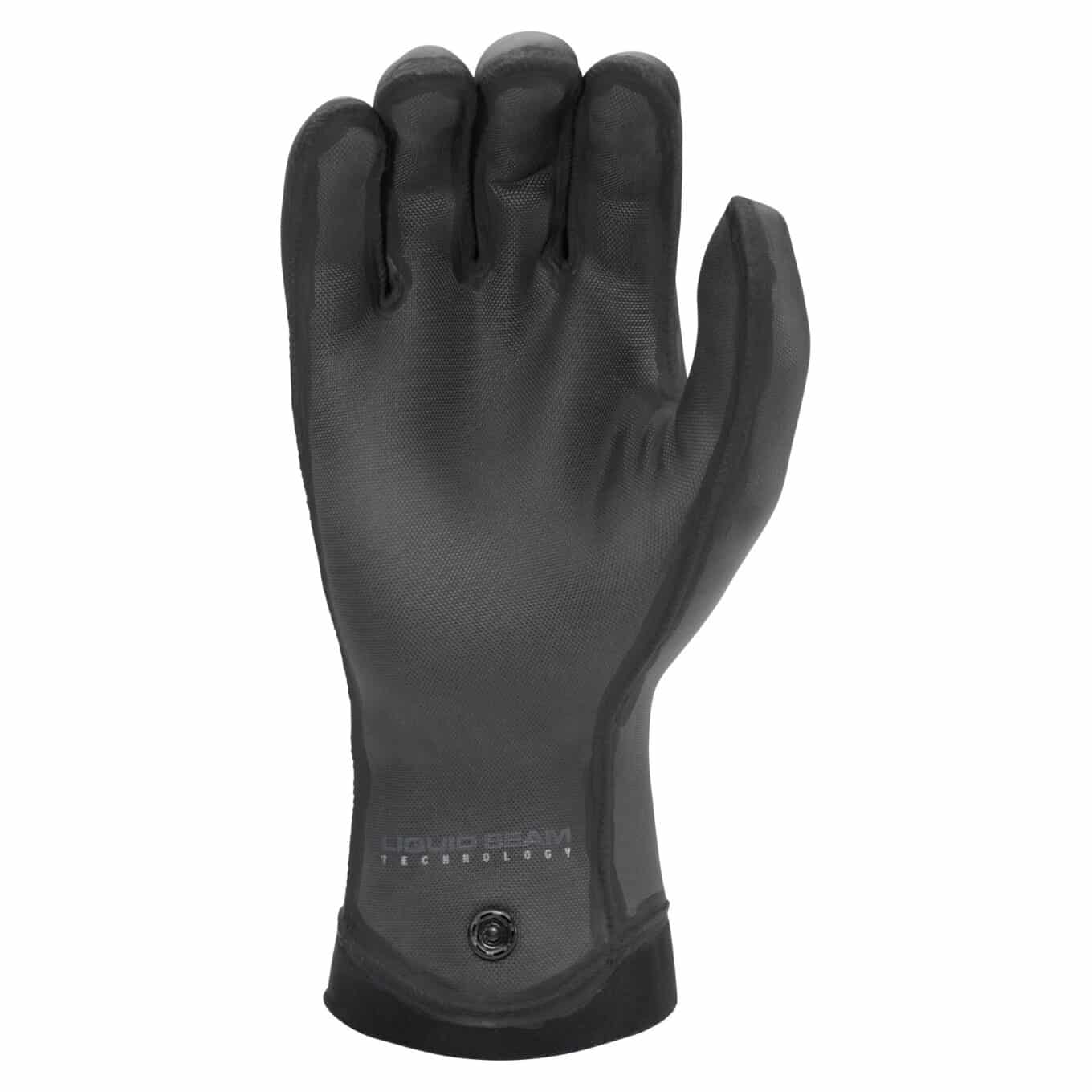 Palm side of an NRS Maverick glove showing the grey textured grip, fingers and extended cuff.