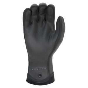 Palm side of an NRS Maverick glove showing the grey textured grip, fingers and extended cuff.