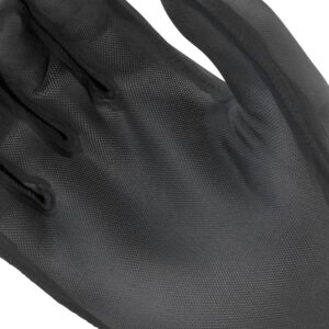 Close-up of the grey textured RawHide palm and finger seams on an NRS Maverick glove.
