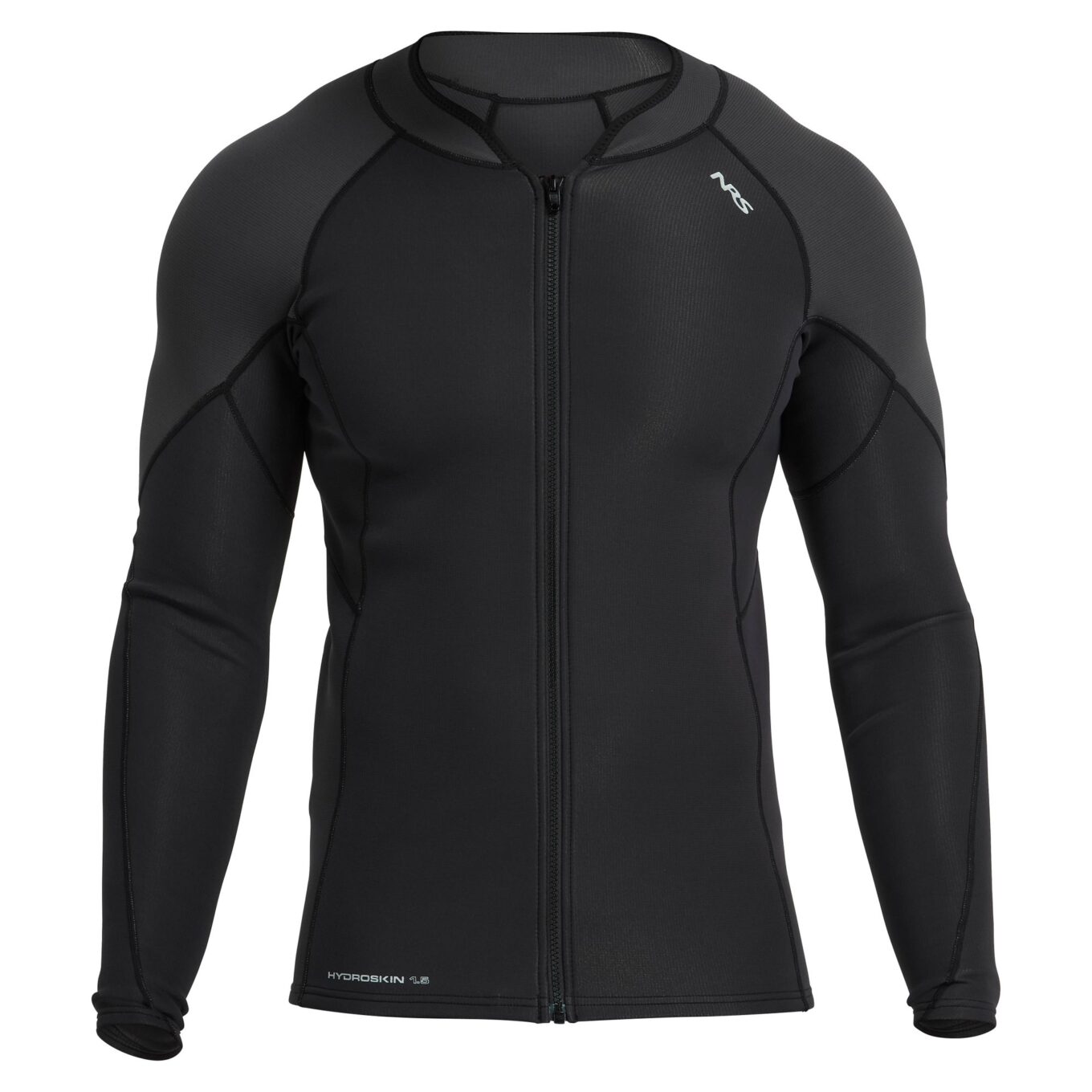 NRS Men’s HydroSkin 1.5mm Neoprene Jacket in Black/Graphite, front view