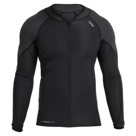 NRS Men’s HydroSkin 1.5mm Neoprene Jacket in Black/Graphite, front view