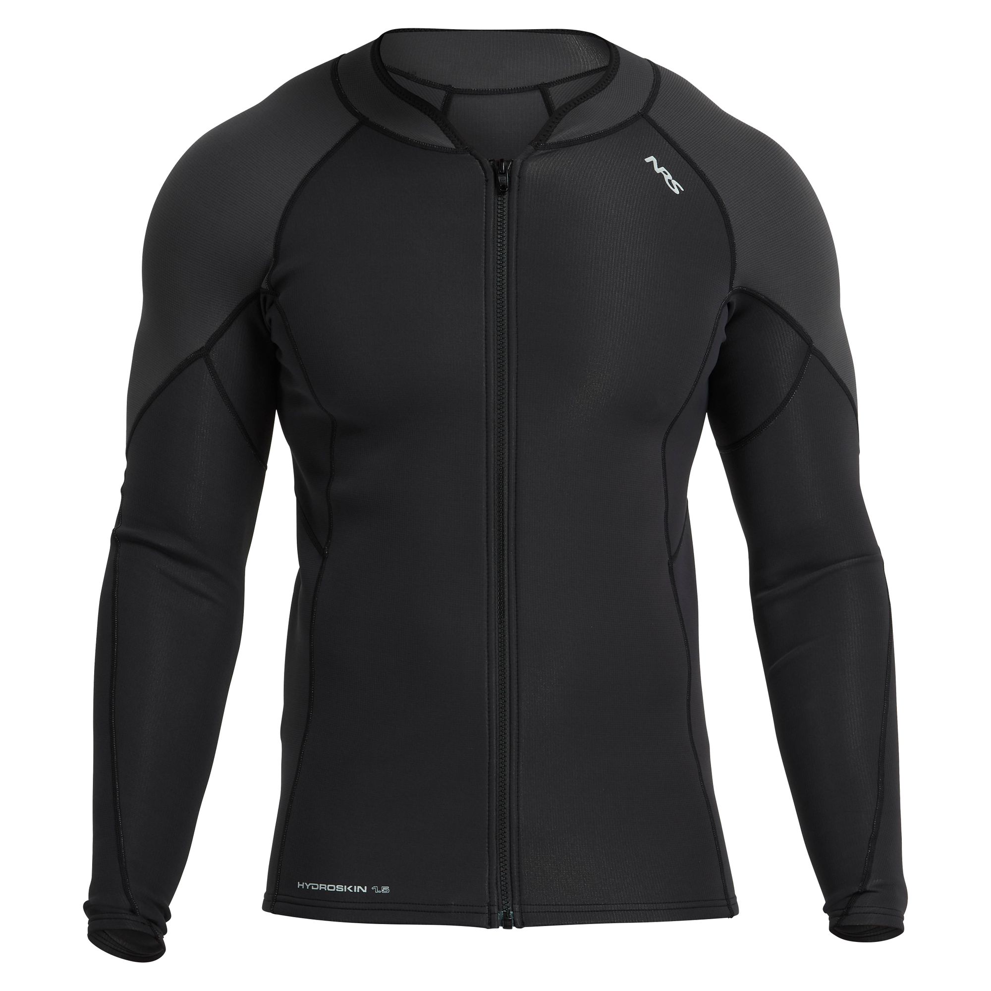 NRS Men’s HydroSkin 1.5mm Neoprene Jacket in Black/Graphite, front view