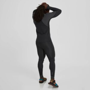 Rear view of a model wearing the NRS Men’s HydroSkin 1.5mm Neoprene Jacket