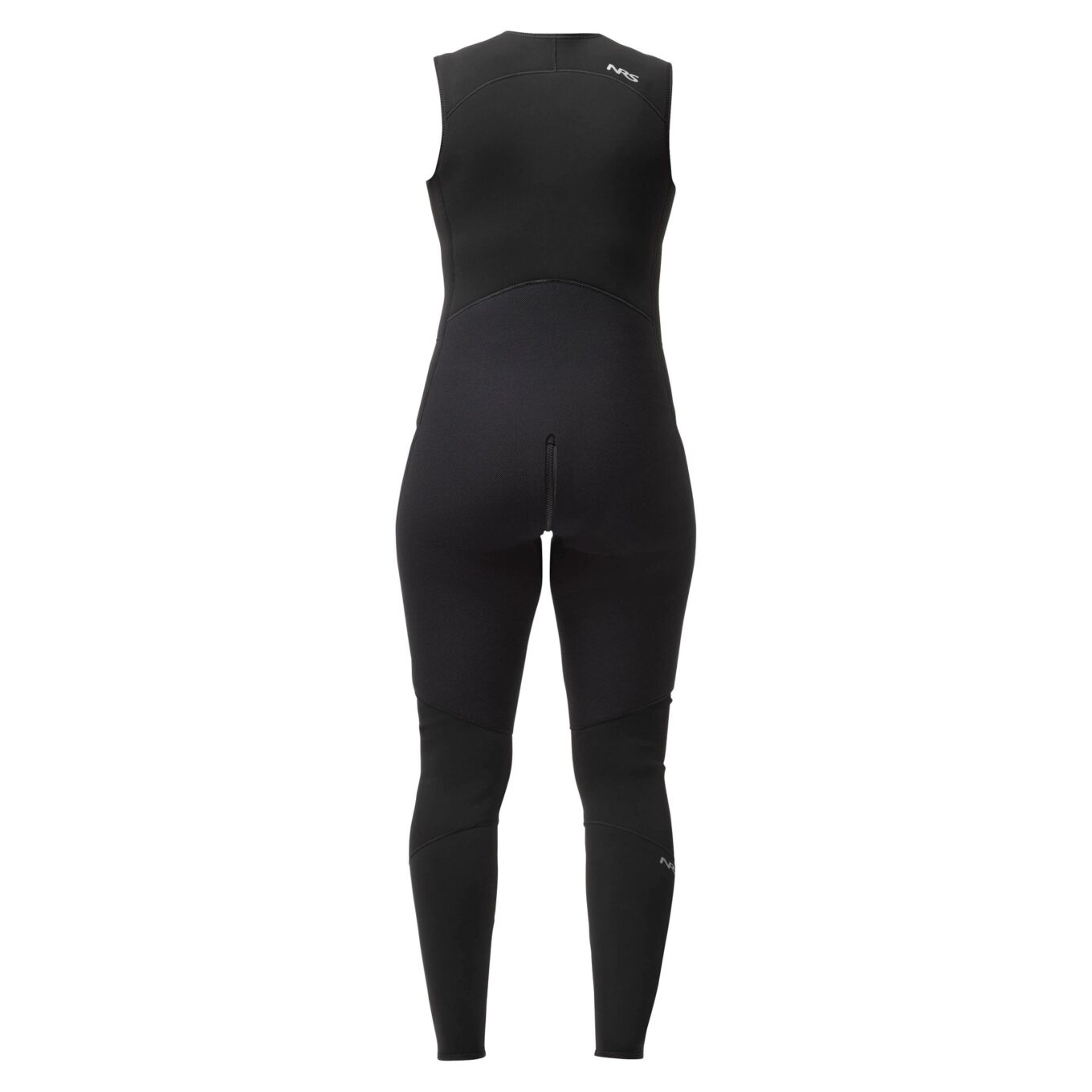 Rear view of the black NRS Women’s 3.0 Ultra Jane Wetsuit showing the reinforced seat